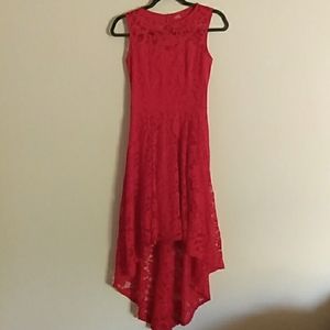 Muadress SZ S Red Lace Dress Zipper Back Fully Lined